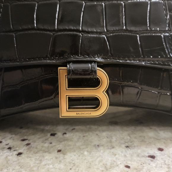 Balenciaga Hourglass Small Croc-Embossed Top-Handle Bag - Picture 4 of 10
